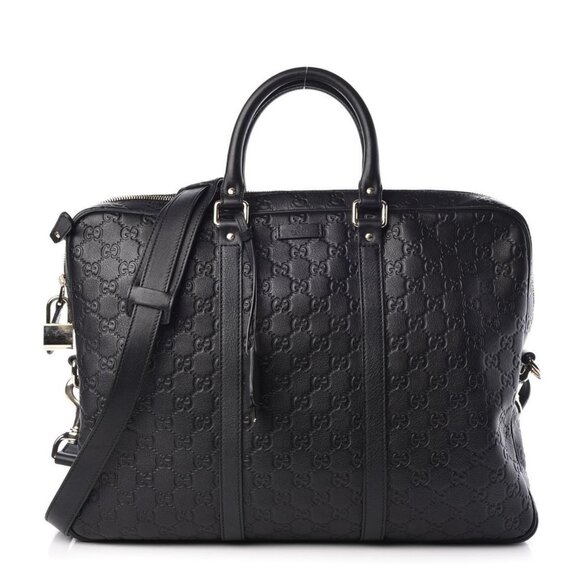 Authentic Gucci GG Guccissima Business Bag Briefcase Crossbody Messenger Mens - Picture 1 of 13